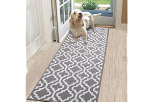 ‎SHACOS SHACOS Läufer Flur Grau 60x180cm Teppich Flur Läufer Waschbar Teppichläufer rutschfest Küchenteppich Teppich Läufer für Küche, Eingang, Esszimmer