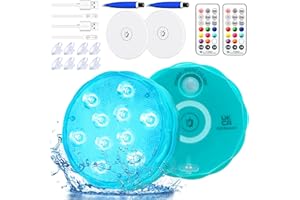 IDEALIFE Luces Piscina, Luz Sumergible Luz Recargable USB, Luces LED Luz Acuario Luz Piscina Luz Pecera con Temporizador Imán Ventosas Luz Ambiente Luces Nocturnas Luces Decorativas para Fiesta Navidad, 2Pcs