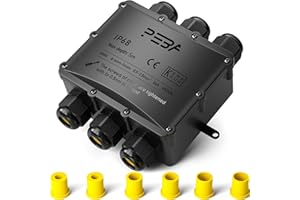 PEBA® Scatola di Giunzione Impermeabile IP68,Scatole di derivazione impermeabili,Scatole derivazione esterne - Scatola di connessione elettrica a 6 vie per cavi da Ø4-14mm,Connettori cavi impermeabili