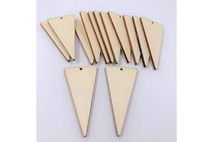 RUINUO Unlackiertes Holz-Dreieck-Ohrringe, 5,1 cm H x 2,5 cm B x 0,3 cm Aussparungen, lasergeschnitten, 20 Stück