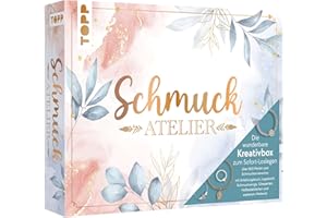 TOPP Die wunderbare Kreativbox Schmuckatelier. Anleitungsbuch (32 S.), Flachzange, Biegeringöffner, Perlennadeln, Perlenlegebrett, über 800 Perlen und Schmuckaccessoires, White