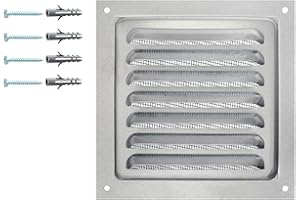 DEMLOU Griglia di Ventilazione in Alluminio Anodizzato con Rete Protettiva | Presa d'Aria Interna/Esterna in Metallo Resistente agli Insetti | Griglia di Aerazione per Pareti e Soffitti. (12,5 x 12,5 cm)