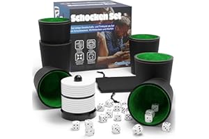 Gamingo Schocken Set Complete with 6 Dice Cups, Shock Cutlery & Dice - High-Quality Dice Game Durable - Ideal for Shock