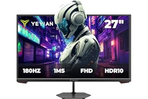 YEYIAN Moniteur Gaming Plat Avance 27" FHD | 1920x1080 | Panneau IPS | Angle 178° | 1000:1 | 180 Hz | 16:9 | 16,7 Millions de Couleurs | Réponse 1 ms | VESA | DisplayPort/HDMI | YMF-IPF27-G1