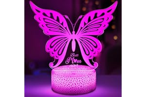 Linkax Mothers Day Gifts for Mum, Butterfly Mum Birthday Gifts from Daughter Son Kids, 7 Colors Change Night Lamp, Presents for Mum Mummy, Nan Nana Nanny Grandma Sister Auntie Best Mum Gifts