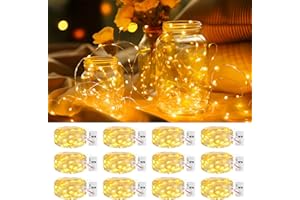 ‎LITOGO litogo Mini Lichterkette Batterie mit Timer 12 Stück, 3 Modi/20 LED Lichterkette Batterie Klein, 2M Silberdraht Lichterketten mit Batterien Wasserdicht für Innen Weihnachten Party Hochzeit Deko