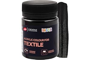Decola - Klassische Schwarze Textilfarbe 50ml | Hochpigmentierte Textilfarben Waschmaschinenfest | Hergestellt von Neva Palette
