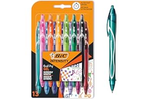 BIC Intensity Quick Dry, Penne Gel Colorate, Punta Media 0,7mm, Colori Assortiti, 13 Unità, Penne Bic, Cancelleria Scuola e Ufficio
