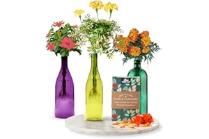 Urban Leaf Self Watering Indoor Herb Garden Kit for Window Sill Herb Planter (Smart Soil) (Edible Flowers (Marigold, Zinnia, Cosmos) - Does not Include Bottles)