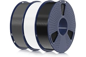 SUNLU 3KG PLA+ Filament, PLA Plus Filament pour Imprimante 3D 1.75mm, Precisione Dimensionale +/- 0.02mm, Bobina da 1kg(2.2 LBS), Total 3KG, Noir+Blanc+Gris