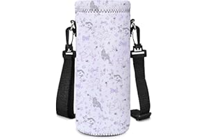 Piyycur Universal Bottle Holder with Adjustable Belt (500ml/750ml/1000ml) - Neoprene Thermal Bottle Case for Sports, School, Travel (Stile di Vita Confortevole per Animali, 1000ml(34oz))