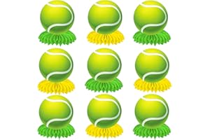 C L COOPER LIFE Tennis Ball Honeycomb Centerpieces 9pcs Ennis Ball Birthday Party Decorations for Kids Teenagers Men Sports Birthday Baby Shower Party Favor Indoor Home Office Decor