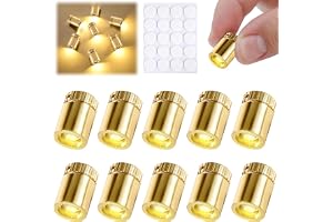Joycabin 10 stycken mini-LED-lampor för dockhus, guldminilampor för gör-det-själv, minilampor för pyssel, miniatyrlampor för vitrinskåp, leksaksbyggstenar (varmvit)