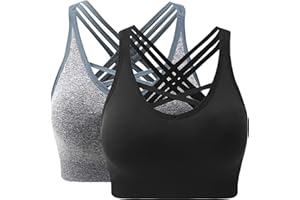 ANGOOL Damen Sport BH ohne Bügel Gepolstert Yoga Bra Kreuz Rücken Sport Bustier für Jogging Fitness