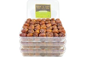 MAKREL 2.4kg Premium Sukkari Rotab Fresh Soft and Juicy Dates from Saudi Arabia (3 x 800g Packs)
