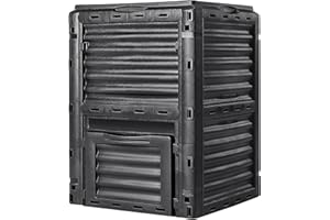 VEVOR Compostador de Jardín 300 L sin BPA Contenedor de Abono para Exteriores con Tapa Puerta Inferior Gran Capacidad Fácil de Instalar para Recolectar Hojas Compostaje Creación Rápida Suelo Fértil