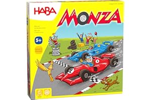 HABA- Monza - Jeu de Société Enfant - Course sur Plateau avec Voiture - Jeu Stratégique et Tactique - Voiture en Bois - 2 à 6 Joueurs - 5 Ans et Plus, 302204