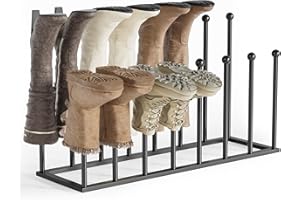 pickpiff Free Standing Shoe Rack - Black Metal Shoe Storage, Shoe Racks Storage for Dorm Room, Closet, Entryway, Bedroom, Patio Outdoor, Hallway, Organiser Storage Fit for 8 Pairs Boot