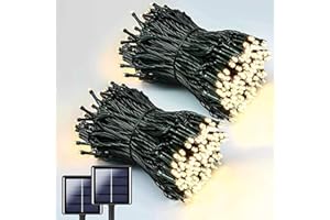 NEXVIN [Lot de 2] Guirlande Lumineuse Exterieure Solaire 20M 200 LED Guirlande Solaire Etanche, Lampe Décoratives pour Jardin, Patio, Clôture (Blanc Chaud)