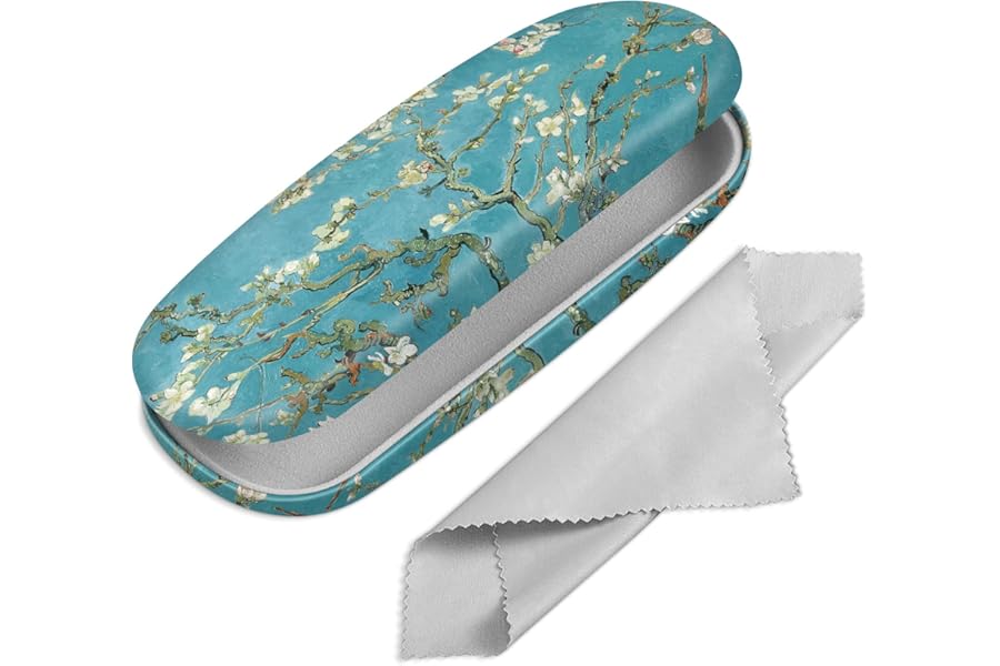 FINTIE Hard Shell Glasses Case for Women Men - Fashion Reading Eyeglasses Case Protective Spectacle Cases with Cleaning Cloth