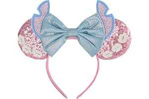 TTDCQQID Serre-tête avec oreilles de souris, Avec nœud à paillettes, serre-têtes avec oreilles de souris à paillettes, pour les jeux de rôle, les fêtes d'anniversaire, enfants et adultes (C)