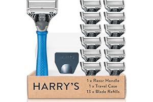 Harry's Razors for Men - Men's Razor Set with Indigo Blue Handle, 13 Razor Blade Refills, Travel Blade Cover, (packaging may vary)