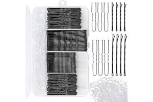 Coco Berming 300 Pcs Bobby Pins Kit for Women, U Shaped Hairpins, Clear Hair Bands, Invisible Wave Hair Clips for Buns with Storage Box (Black)