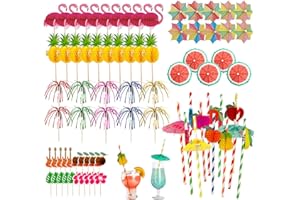 CHENGCKJ Lot de 90 parapluies de cocktail décoratifs pour cocktail, feux d'artifice, pailles décoratives, bâtonnets mélangeurs, brochettes à cocktail, décorations pour l'été, fête, plage, fête de mariage, bar,