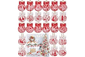 ZEIHOO Ornamentos de Navidad, Adornos de Navidad Madera, 48Pcs Colgantes de Madera para Navidad, Decoracion Arbol Navida, Madera De Navidad Ornamentos, Adornos para DIY Manualidades Colgar Arboles de Navidad