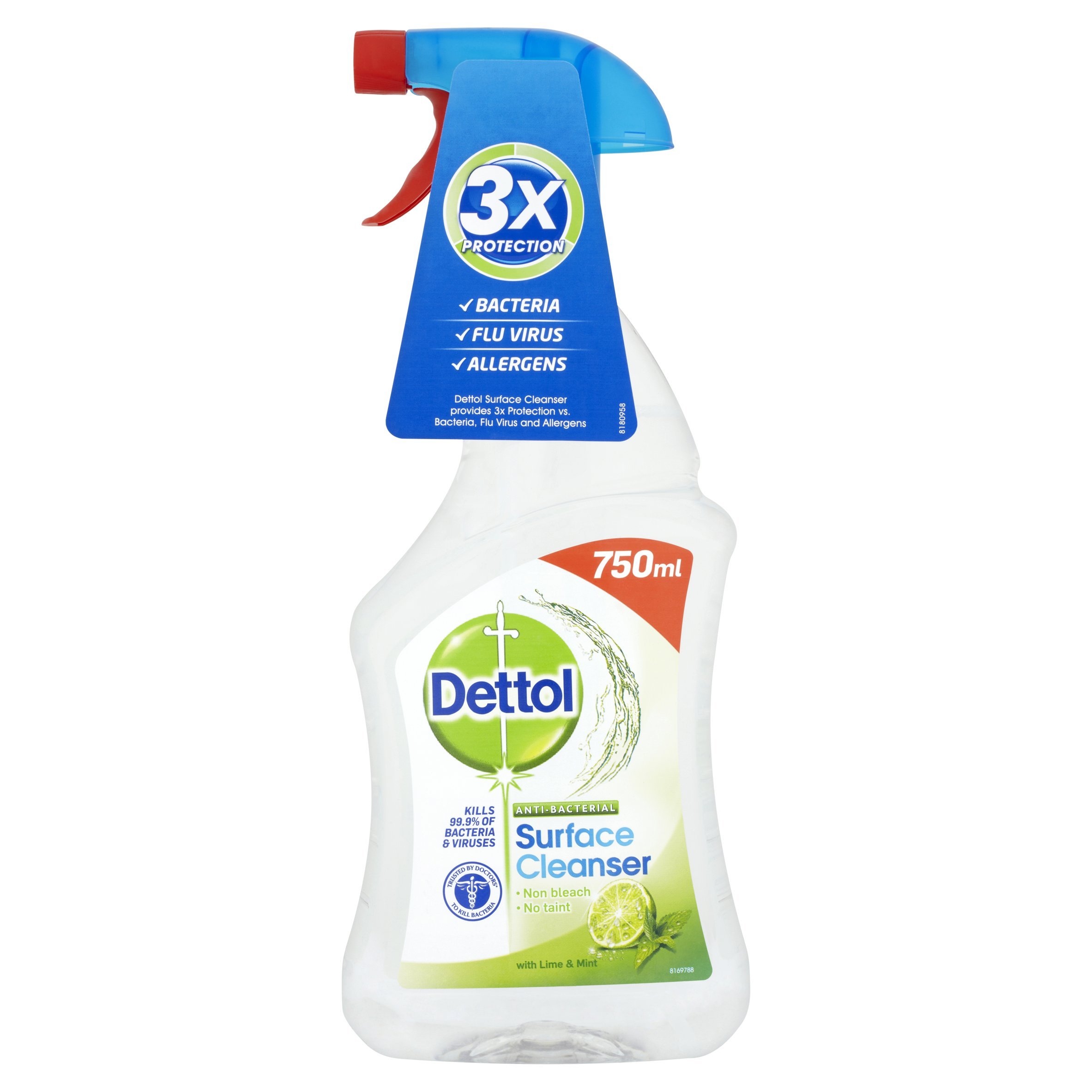 Dettol Antibacterial Surface Cleaning Spray, Lime and Mint, 750 ml