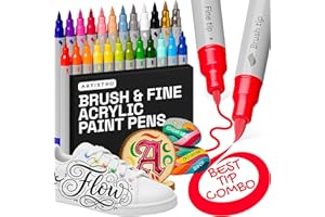 Artistro 24 pack acrylic Dual Tip Paint Pens Brush + Fine Tips