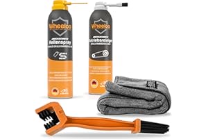 ‎WHEELOO WHEELOO Fahrrad Reinigungsset 4 teilig I Made in Germany Kettenreiniger + Kettenöl + Kettenbürste + Reinigungstuch I Pflegeset für MTB Ebike Fahrradpflege I Fahrradreinigungs Set