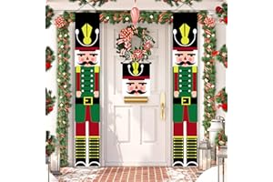 Tarklanda Decoracion Navideñas de Cascanueces Decoración Navidad Exterior Decoración Navideña Pancartas de Cascanueces para Porche, Puerta Delantera, Jardín, Interior, Exterior 3 Piezas