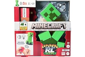 Mattel Minecraft Zdalnie sterowany Eksplodujący Creeper dla dzieci w wieku od 6 lat z „eksplodującymi cząsteczkami”, autentycznymi ruchami z gry oraz kodem do pobrania treści, HRR48