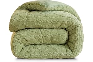 MANEMI Edredón Borrego 240 x 260 cm con 2 Fundas de Cojin - Edredón Nódico Invierno Cálido y Suave con Relleno de Micro Fibra Poliéster, Reversible Franle y Sherpa