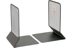OSCO Wiremesh Bookends, Heavy Duty Metal Mesh Book Supports for Shelves, Bookcases & Desks, Non-Slip Base, Ideal for Home, Office, School or Library Use, Single (Pack of 2) – Graphite