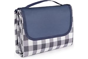 LIVEHITOP Picnic Blanket 200x200cm, Extra Large Beach Blanket Waterproof Sand Proof Backing Foldable Outdoor Picnic Rug Mat with Handle for Camping, Park, Garden, Hiking