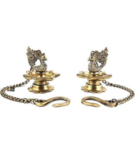 Catena In Ottone Dorato Per Appendere Diya E Campane - Lunghezza 61 Cm - Per Decorazioni Tradizionali Indiane - Foto 9