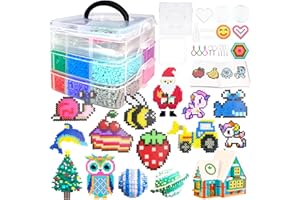 AJAZPER Set Perline da Stirare, 5MM 11000 Pezzi Perline a Fusione con Custodia, Pegboard, Guida Utente, Design gioielli, Decorazioni, Creativo Regali Compleanno Natalizio Fai-da-Te per Bambini (20 Colori)