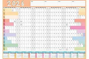 HAZZI 2026 Wall Planner A1 UK Wall Poster 2026 Yearly Planner 2026 From Jan To Dec Office Home Weekends highlighted Folded With Extra Notes Space 59.4 x 84.1 cm (A1 2026)