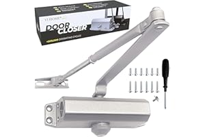 VI HOME Ferme Porte Automatique Réglable Avec Retenue 60kg / Ressort de Porte Avec Système Hydraulique/Ferme Porte Automatique/Groom Fermeture Porte/Amortisseur Porte (argent)