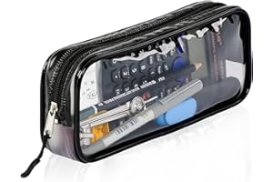 Zamasha Clear Pencil Case Black | 22x4x9 cm Stylish, Practical and Transparent Pencil Case | Versatile Storage for Stationery, Toiletries, Makeup, Travel & Office Supplies