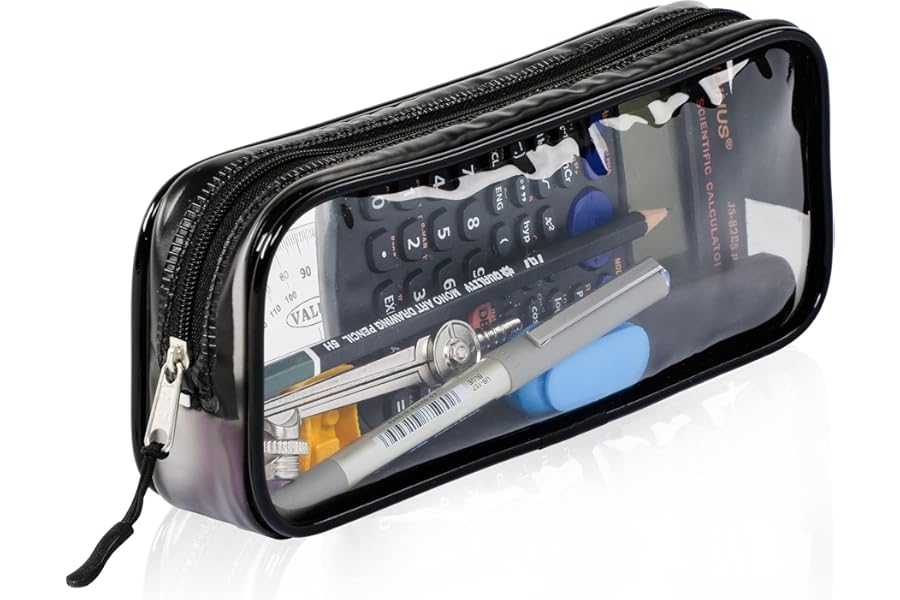 Zamasha Clear Pencil Case Black | 22x4x9 cm Stylish, Practical and Transparent Pencil Case | Versatile Storage for Stationery, Toiletries, Makeup, Travel & Office Supplies