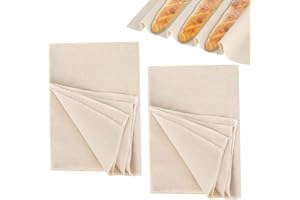 MOVKZACV Lot de 2 toiles de boulangerie en lin naturel 75 x 45 cm - Pour la préparation de la pâte, la pâtisserie - Cadeaux pour la famille, les boulangers, les débutants