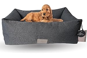 Ligo Buddy Elegance- Lettino Cuccia per cani realizzata in Italia. Cuscino materasso per Cane cuccetta completamente sfoderabile e lavabile in lavatrice. (S/M: 70 X 65 cm, GRIGIO FUMO)