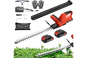 LEADGOODS Cordless Hedge Trimmer Lightweight Hedge Cutters, 21V Electric Hedge Trimmer with 2*3000mAh Battery and Charger, 51cm Cutting Blade, Battery Hedge Trimmers for Trimming Hedges, Shrubs, Border Plants