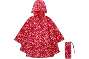 KAKU NANU Mantellina Pioggia Bambino Bambina 3-14 Anni con Cappuccio Poncho Antipioggia Tascabile con Custodia Rosso Giallo Blu Rosa