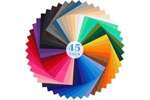 Doxiru Bunter Filzstoff, 45 Farben Filzplatten zum Basteln 20 x 20cm Bastelfilz, Polyester Filzstoff zum Basteln DIY Bastelstoff Filzplatten Set zum, Nähen, manuelle Dekoration