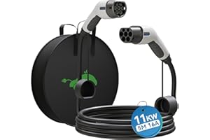 KHONS Câble de Charge K.H.O.N.S. Type 2 Mode 3 11kW 16A triphasé 5m pour Voiture électrique/Hybride EV Type 2 vers Type 2 IP65 Compatible avec Tous Les modèles Type 2/CCS2