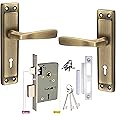 Chitra Steel IMH304KY Mortise Handle Door Lock Set with Single Turn 6 Lever Lock and 3 Keys (7 Inch, Antique Brass Matt)